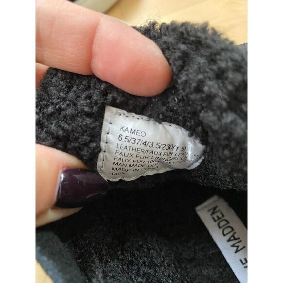 STEVE Madden Womens Size 6.5 "Kameo" Black Suede Sneakers Faux Fur - Picture 6 of 7